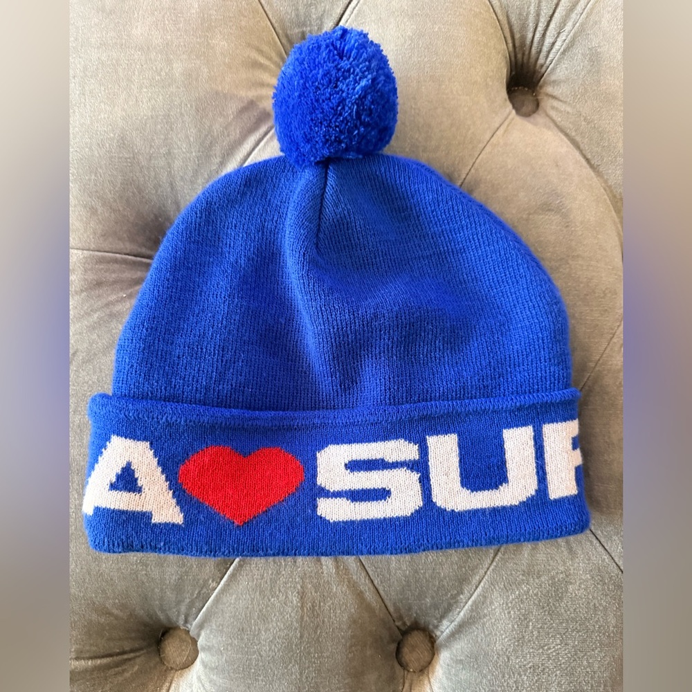 Supreme Blue Beanie with Pom Pom